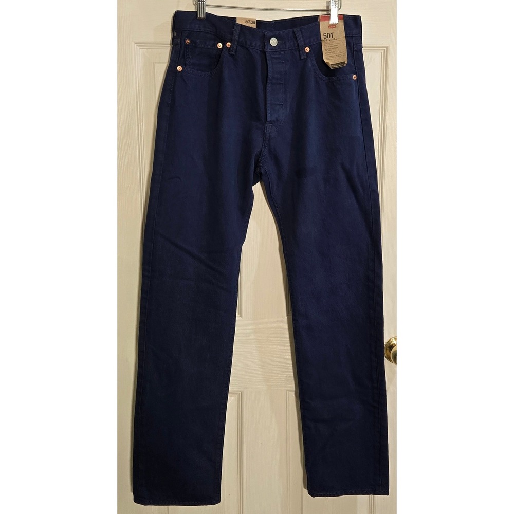 Levis 501 Original Fit Mens Jeans 30x32 Dark Indigo Blue Straight Leg 005013547